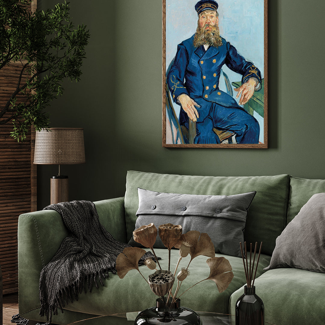 Van Gogh Postman Full Body Portrait Painting 3 : 4 Vertical New Premium Wall Art Canvas by MeriDeewar