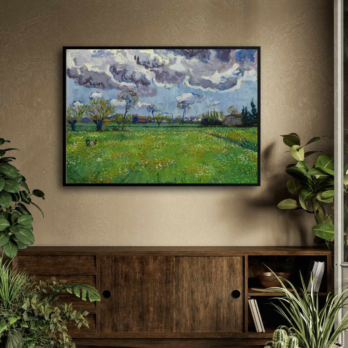 Van Gogh Scenery Painting for Living Room | Green Landscape Wall Art | Giclée Print 4 : 3 Horizontal Premium Wall Art Canvas by MeriDeewar