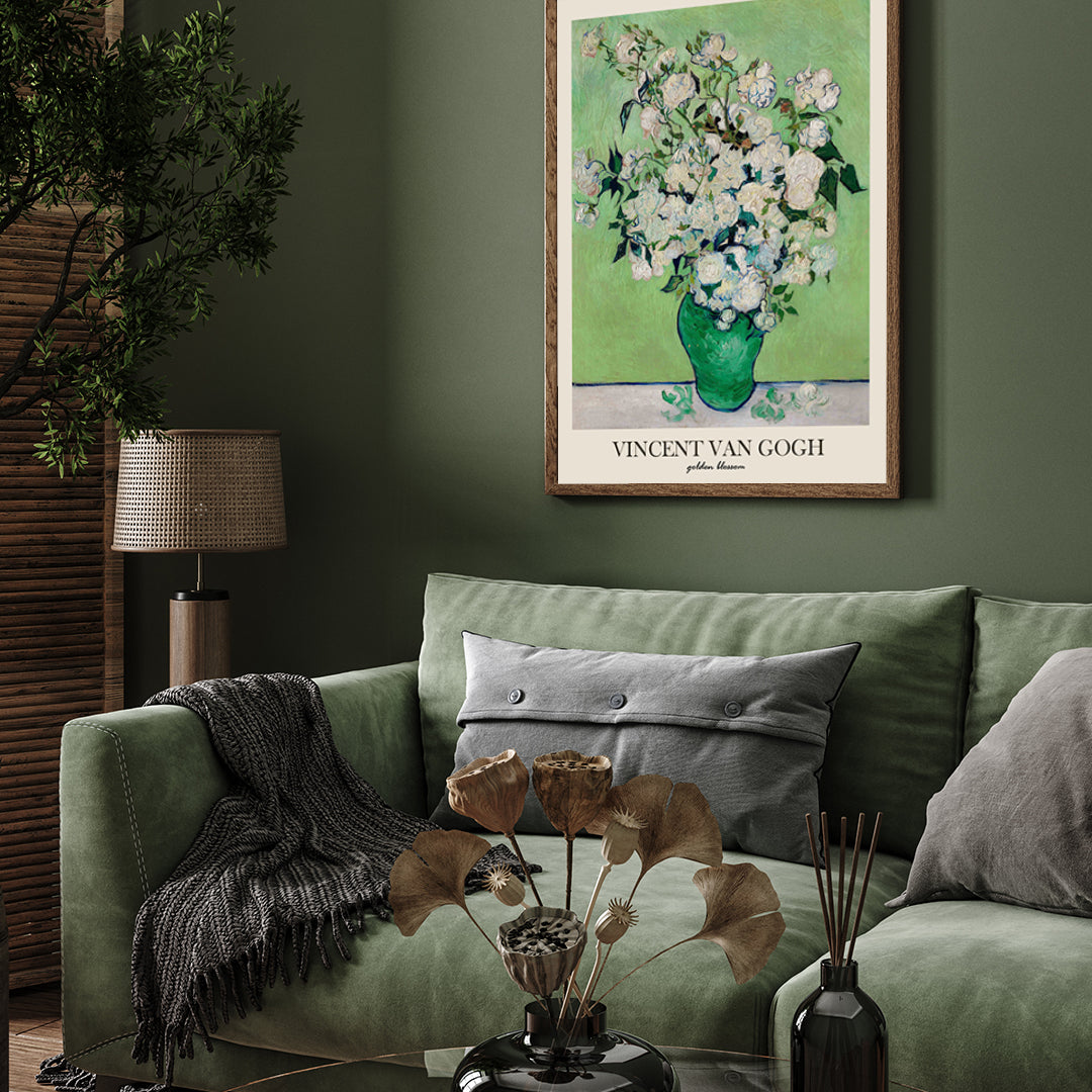Vase with Pink Roses Painting by Vincent van Gogh 3 : 4 Vertical New Premium Wall Art Canvas by MeriDeewar