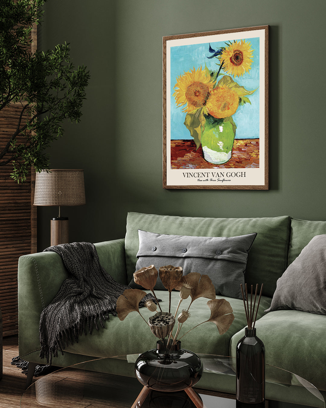Vase with Three Sunflowers Painting by Vincent van Gogh 3 : 4 Vertical New Premium Wall Art Canvas by MeriDeewar