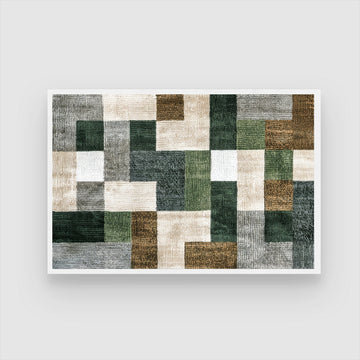 Verdant Blocks – Geometric Modern Abstract Wall Art Print 2 : 3 Horizontal Premium Wall Art Canvas by MeriDeewar