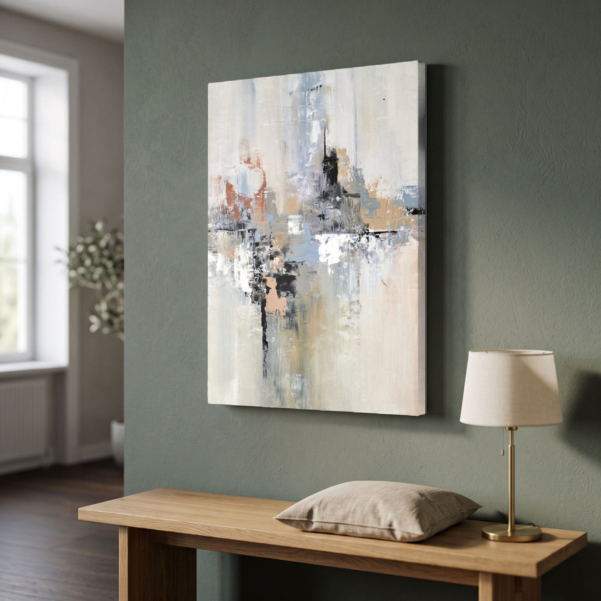 Vertical Horizon | Modern Contemporary Impasto Abstract Fine Wall Art 3 : 4 Vertical Premium Wall Art Canvas by MeriDeewar