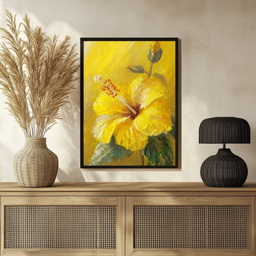 Vibrant Hibiscus Flower Abstract Canvas Art - MeriDeewar 3 : 4 Vertical New Premium Wall Art Canvas by MeriDeewar