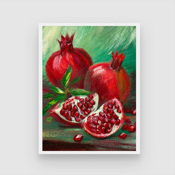 Vibrant Pomegranate Abstract Painting - Home Wall Art 3 : 4 Vertical New Premium Wall Art Canvas by MeriDeewar