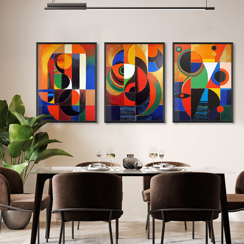 Vigorous Abstract Painting Inspired by S.H Raza set of three frames Walls Premium Wall Art Canvas by MeriDeewar