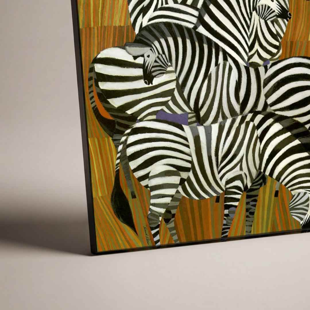 Vintage "Africa" Zebra Wildlife Poster | Vertical Borderless Art Frame Poster Premium Wall Art Canvas by MeriDeewar