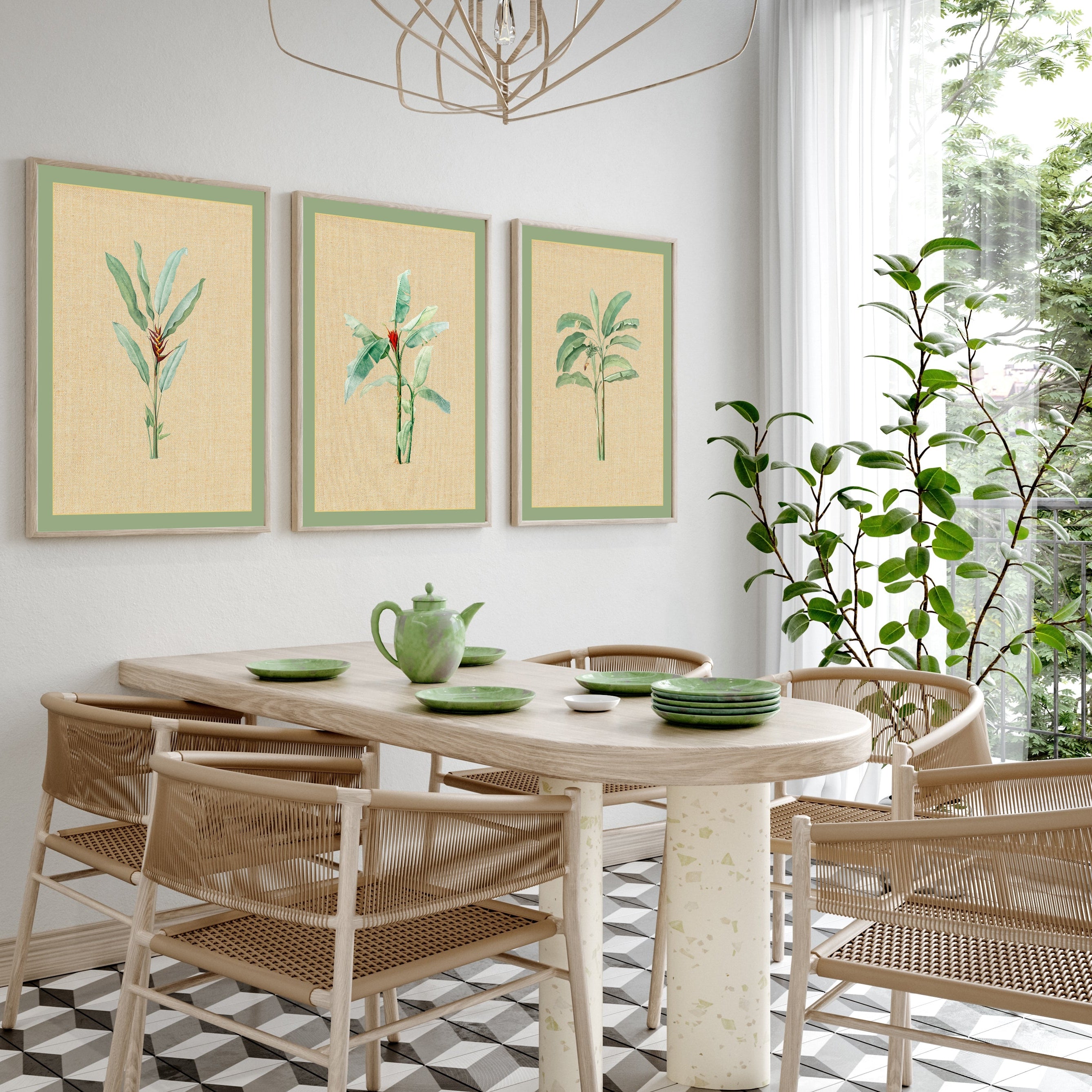 Vintage Banana Leaf Walls Premium Wall Art Canvas by MeriDeewar
