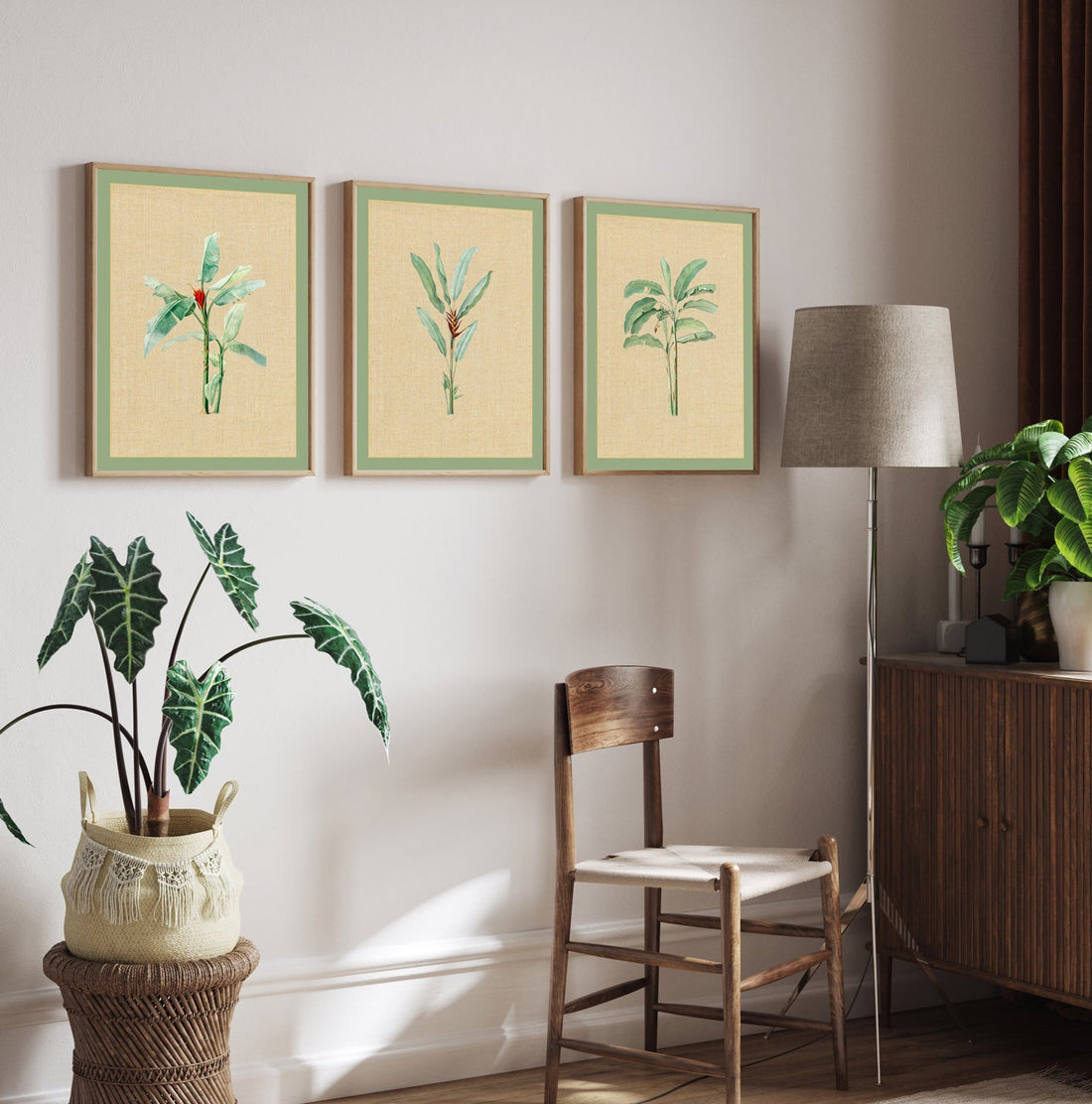 Vintage Banana Leaf Walls Premium Wall Art Canvas by MeriDeewar