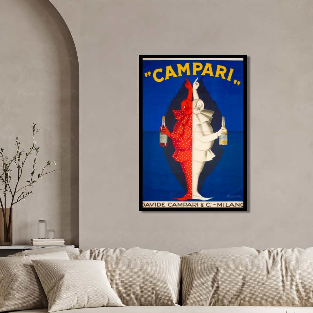 Vintage Belle Époque Leonetto Cappiello Campari Bitter Cordial Illustration Poster | Vertical Retro White Framed Wall Art 2 : 3 Vertical Premium Wall Art Canvas by MeriDeewar