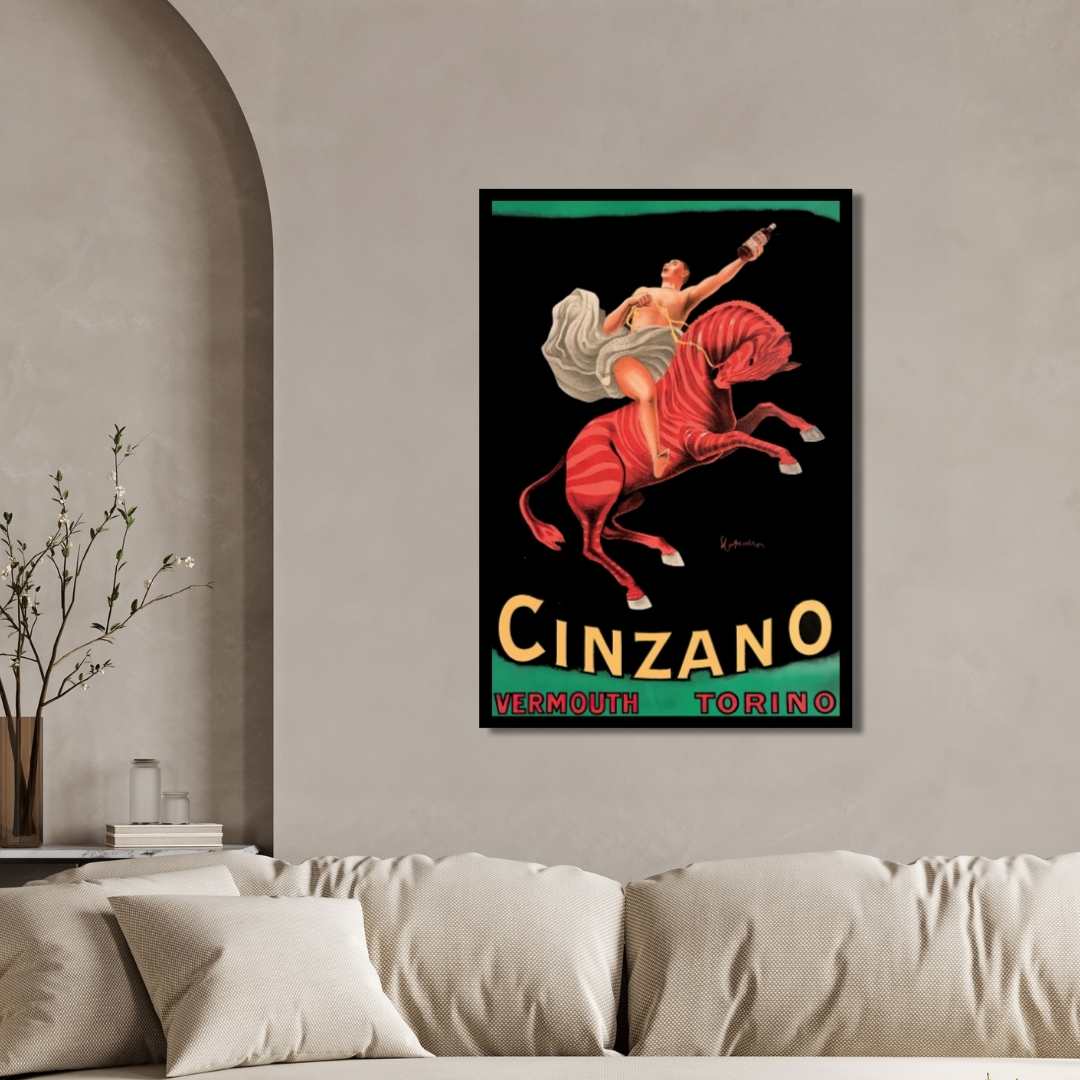 Vintage Belle Époque Leonetto Vermouth Torino Poster | Vertical Retro White Framed Wall Art 2 : 3 Vertical Premium Wall Art Canvas by MeriDeewar