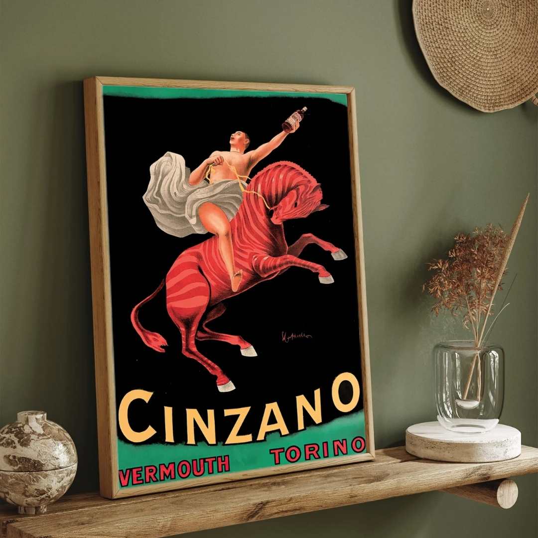 Vintage Belle Époque Leonetto Vermouth Torino Poster | Vertical Retro White Framed Wall Art 2 : 3 Vertical Premium Wall Art Canvas by MeriDeewar