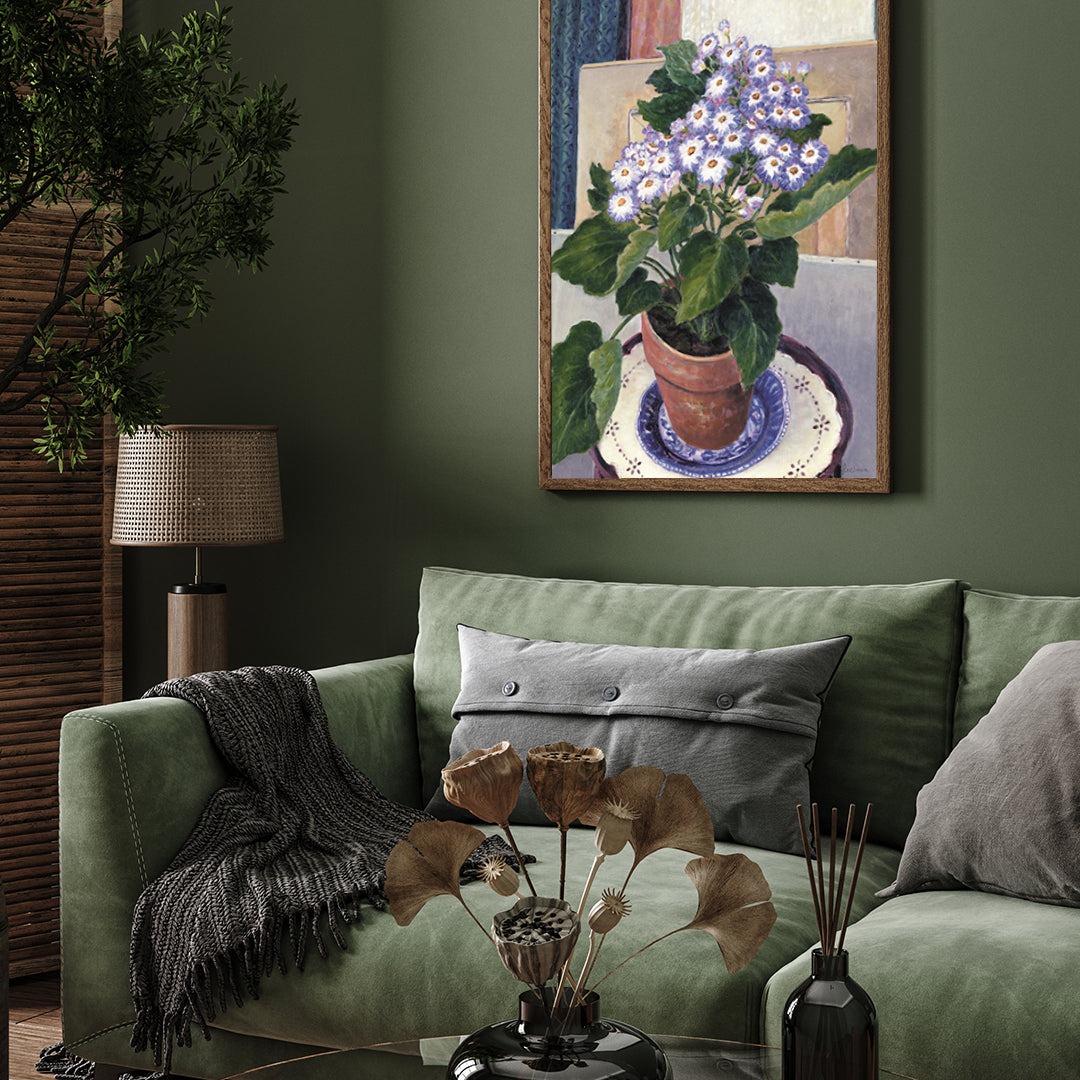 Vintage Cineraria Purple Flowers in the Vase by Augustus John 3 : 4 Vertical New Premium Wall Art Canvas by MeriDeewar