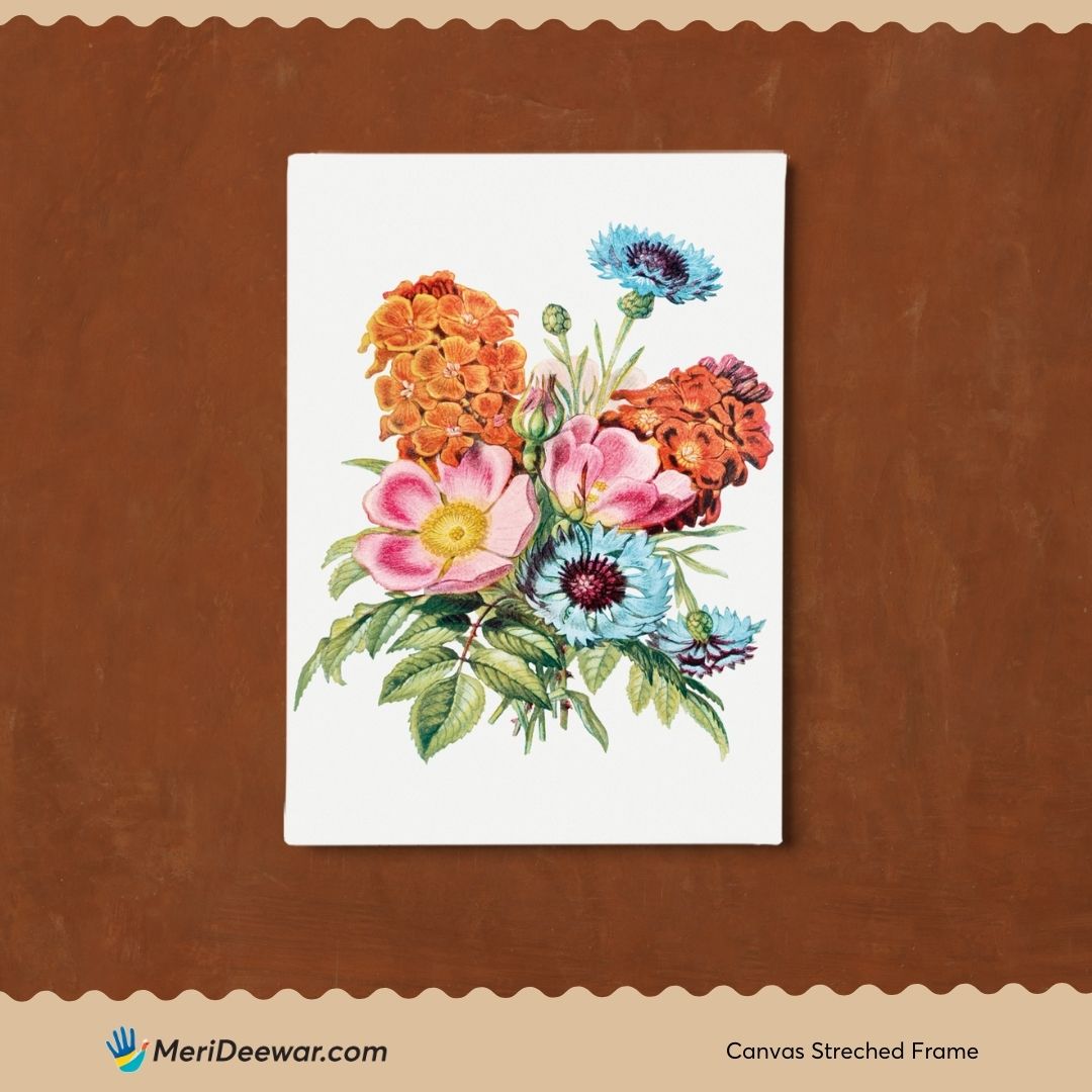 Vintage flower bouquet Artwork 3 : 4 Vertical New Premium Wall Art Canvas by MeriDeewar