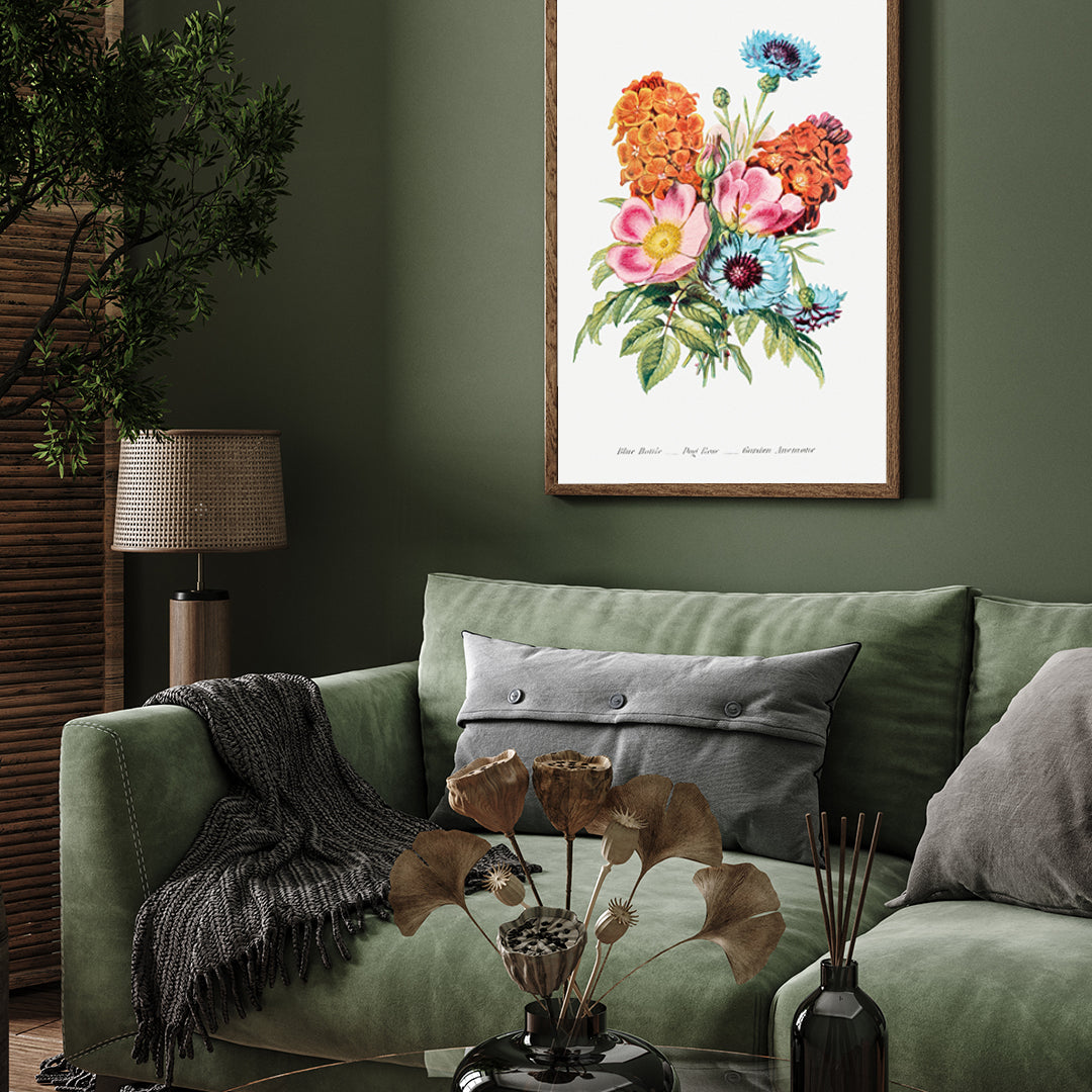 Vintage flower bouquet Artwork 3 : 4 Vertical New Premium Wall Art Canvas by MeriDeewar