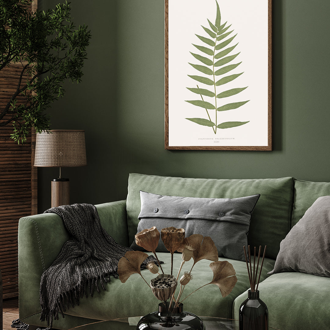 Vintage Green Leaf Poster 3 : 4 Vertical New Premium Wall Art Canvas by MeriDeewar