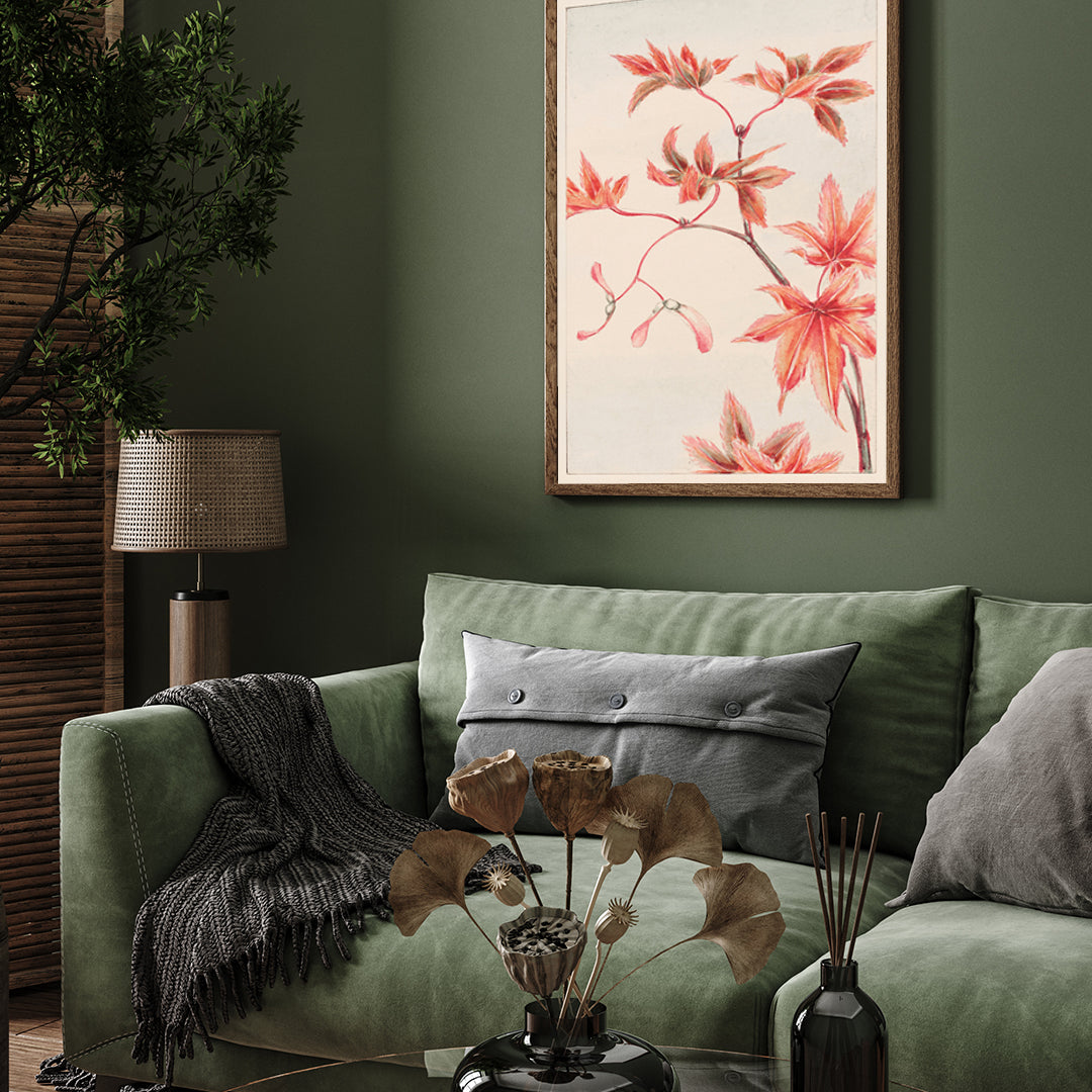 Vintage Japanese Maple Tree Branch 3 : 4 Vertical New Premium Wall Art Canvas by MeriDeewar