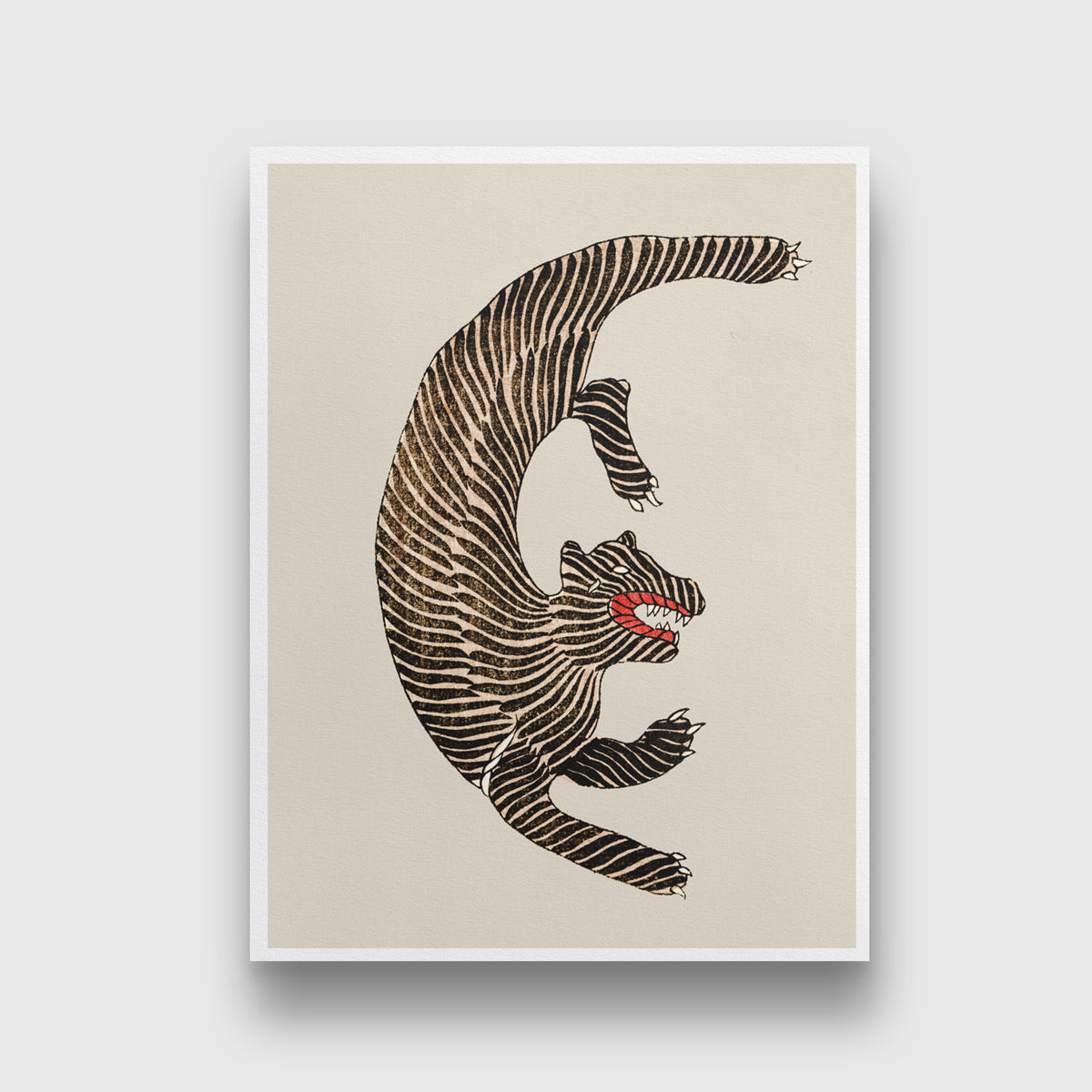 Vintage Japanese Tiger 1 Wall Art 3 : 4 Vertical New Premium Wall Art Canvas by MeriDeewar