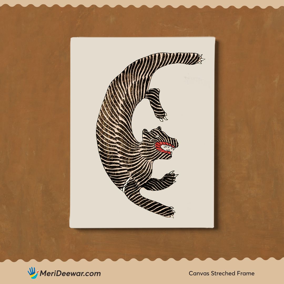 Vintage Japanese Tiger 1 Wall Art 3 : 4 Vertical New Premium Wall Art Canvas by MeriDeewar