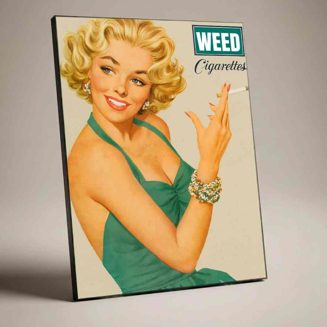 Vintage Satirical Pin-Up Advertising Poster | Vertical Borderless Art Frame Poster Premium Wall Art Canvas by MeriDeewar