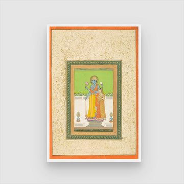 Vishnu & Lakshmi Traditional Painting 2 : 3 Vertical Premium Wall Art Canvas by MeriDeewar