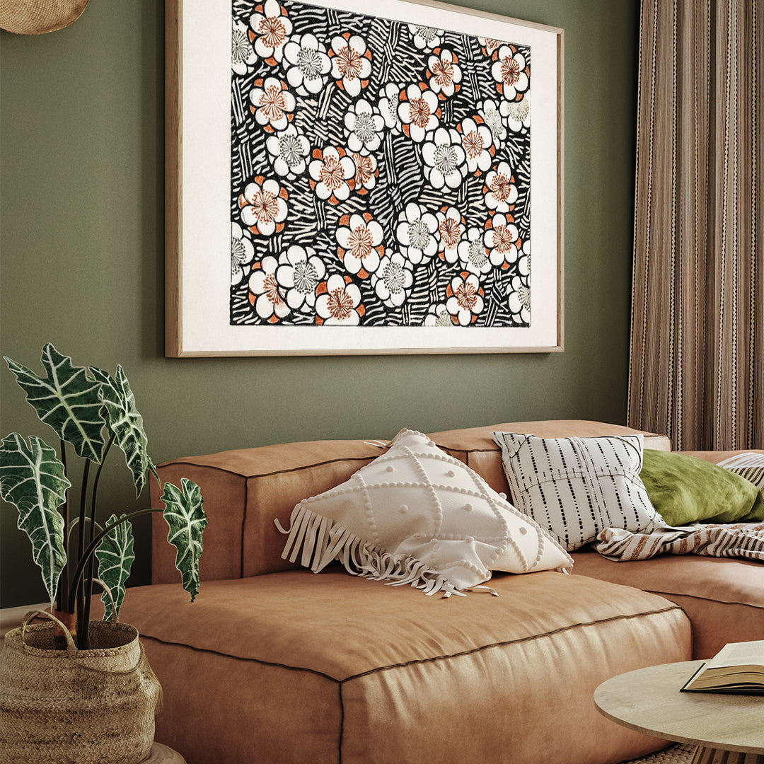 Watanabe Seitei Floral Pattern 3 : 4 Horizontal New Premium Wall Art Canvas by MeriDeewar