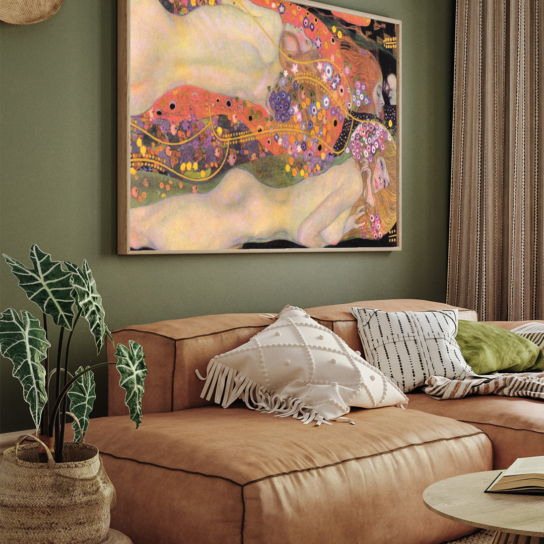 water serpents Painting gustav klimt 3 : 4 Horizontal New Premium Wall Art Canvas by MeriDeewar