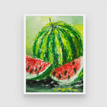 Watermelon Abstract Canvas Art - Modern Painting for Living Room 3 : 4 Vertical New Premium Wall Art Canvas by MeriDeewar