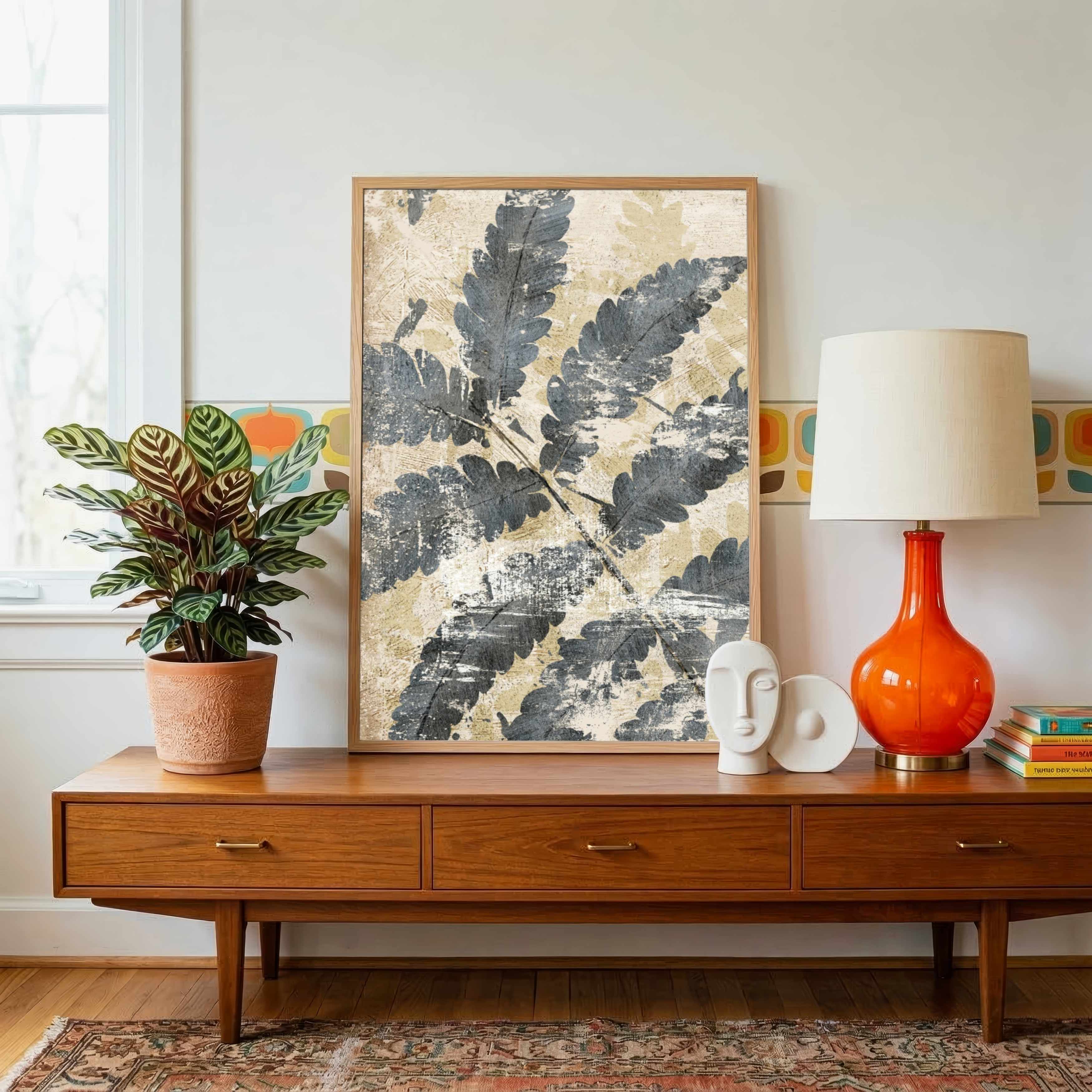 "Weathered Fern Study" Textured Botanical Giclée Print | Fine Art Wall Art 2 : 3 Vertical Premium Wall Art Canvas by MeriDeewar
