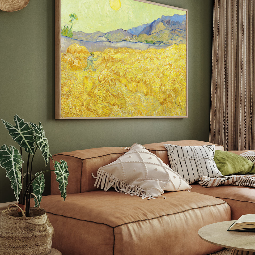 Wheatfield With A Reaper by van Gogh 3 : 4 Horizontal New Premium Wall Art Canvas by MeriDeewar