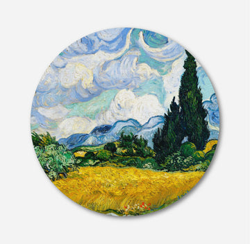 Wheatfield with cypresses by Vincent van Gogh Painting Circular Canvas Frame Circular Canvas Frame Premium Wall Art Canvas by MeriDeewar