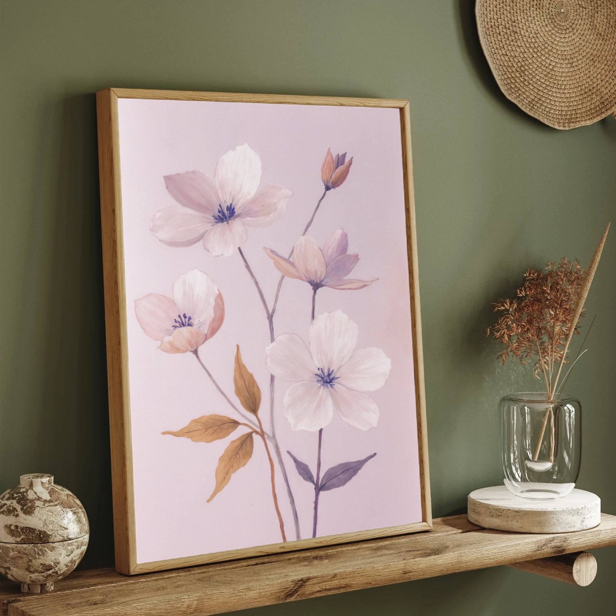 Whispers of Bloom – Elegant Floral Wall Art 2 : 3 Vertical Premium Wall Art Canvas by MeriDeewar
