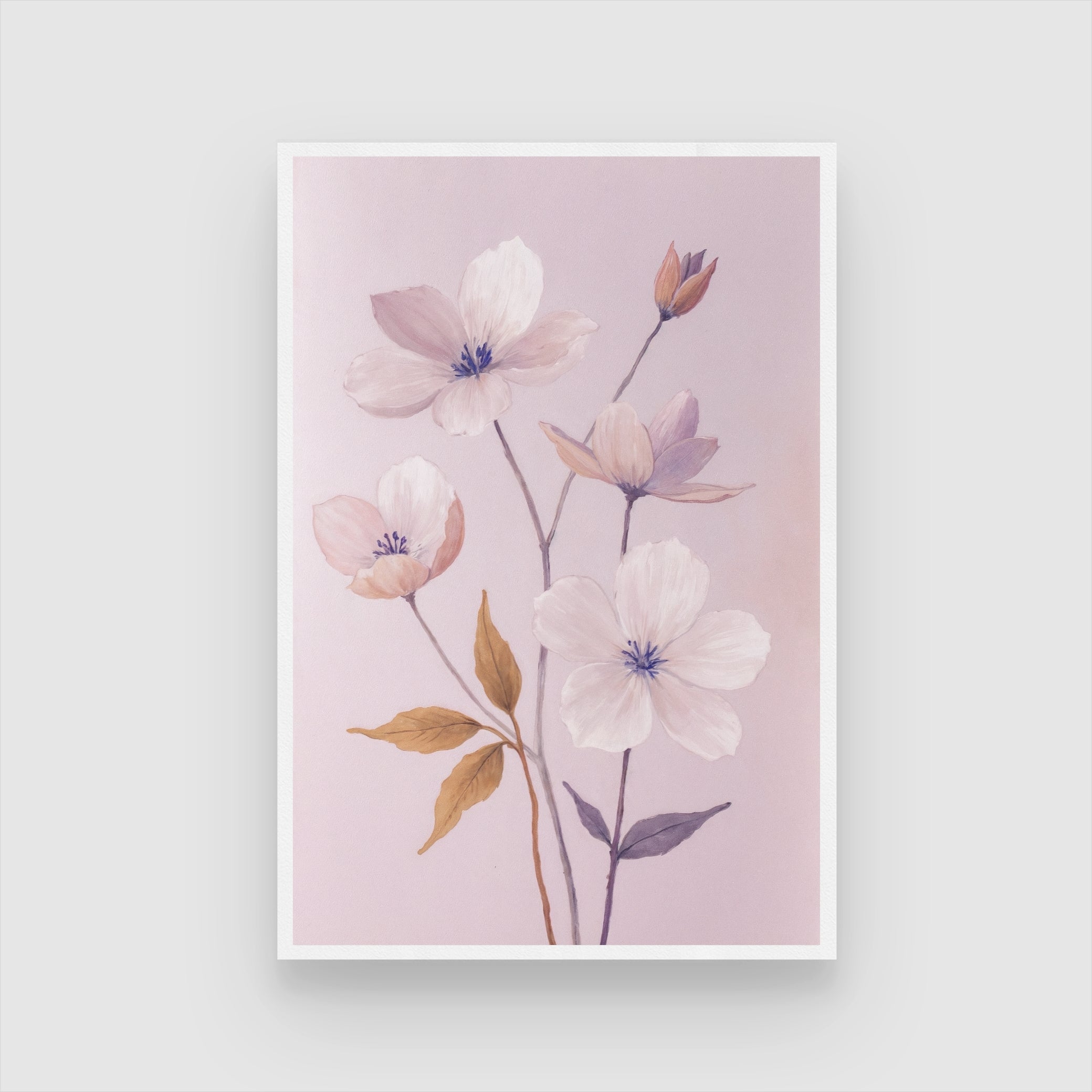 Whispers of Bloom – Elegant Floral Wall Art 2 : 3 Vertical Premium Wall Art Canvas by MeriDeewar