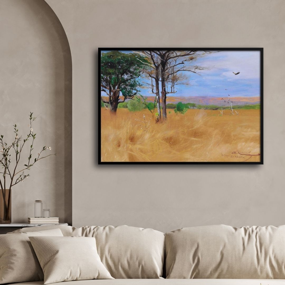 Whispers of the Drylands – Birds Over the Savannah 2 : 3 Horizontal Premium Wall Art Canvas by MeriDeewar