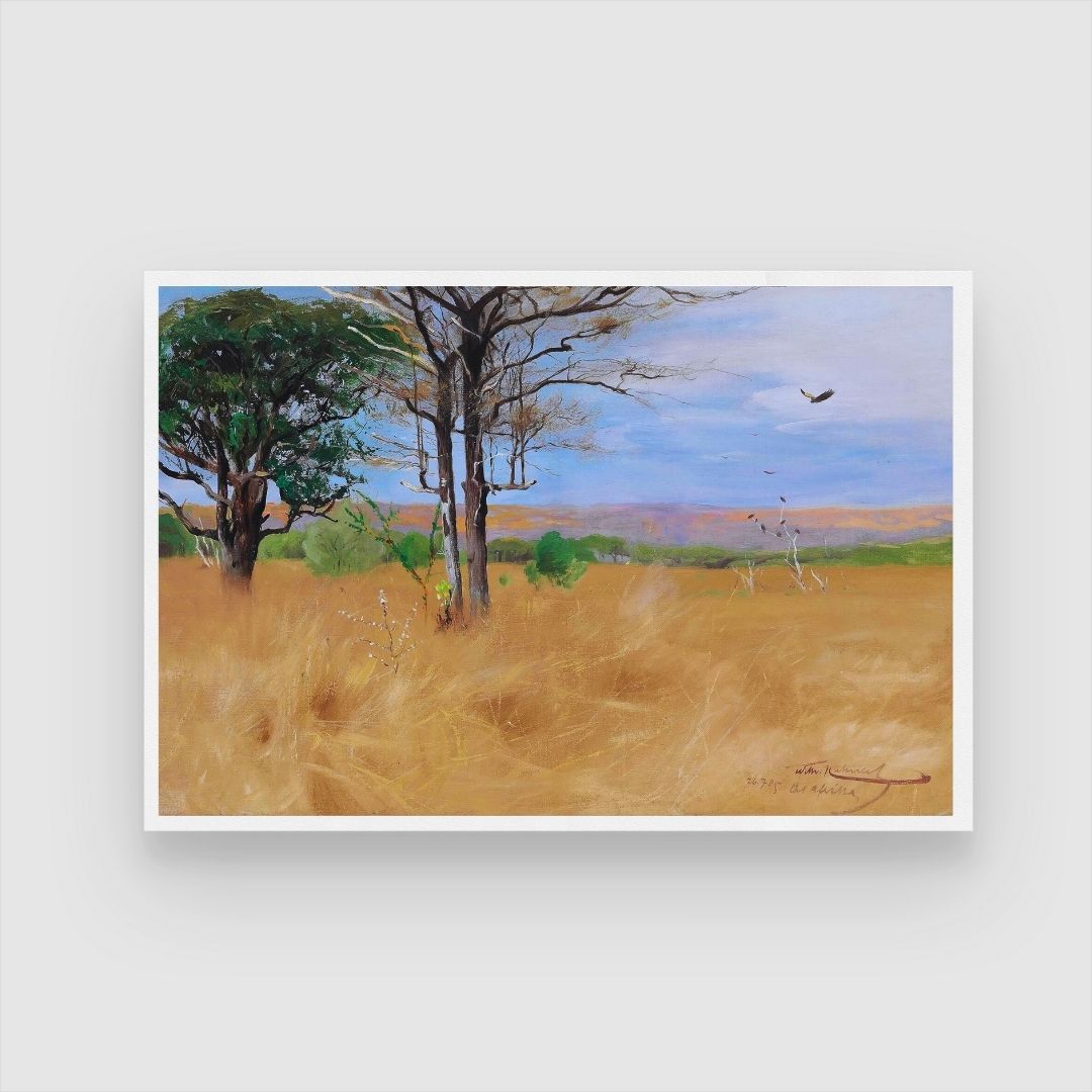 Whispers of the Drylands – Birds Over the Savannah 2 : 3 Horizontal Premium Wall Art Canvas by MeriDeewar