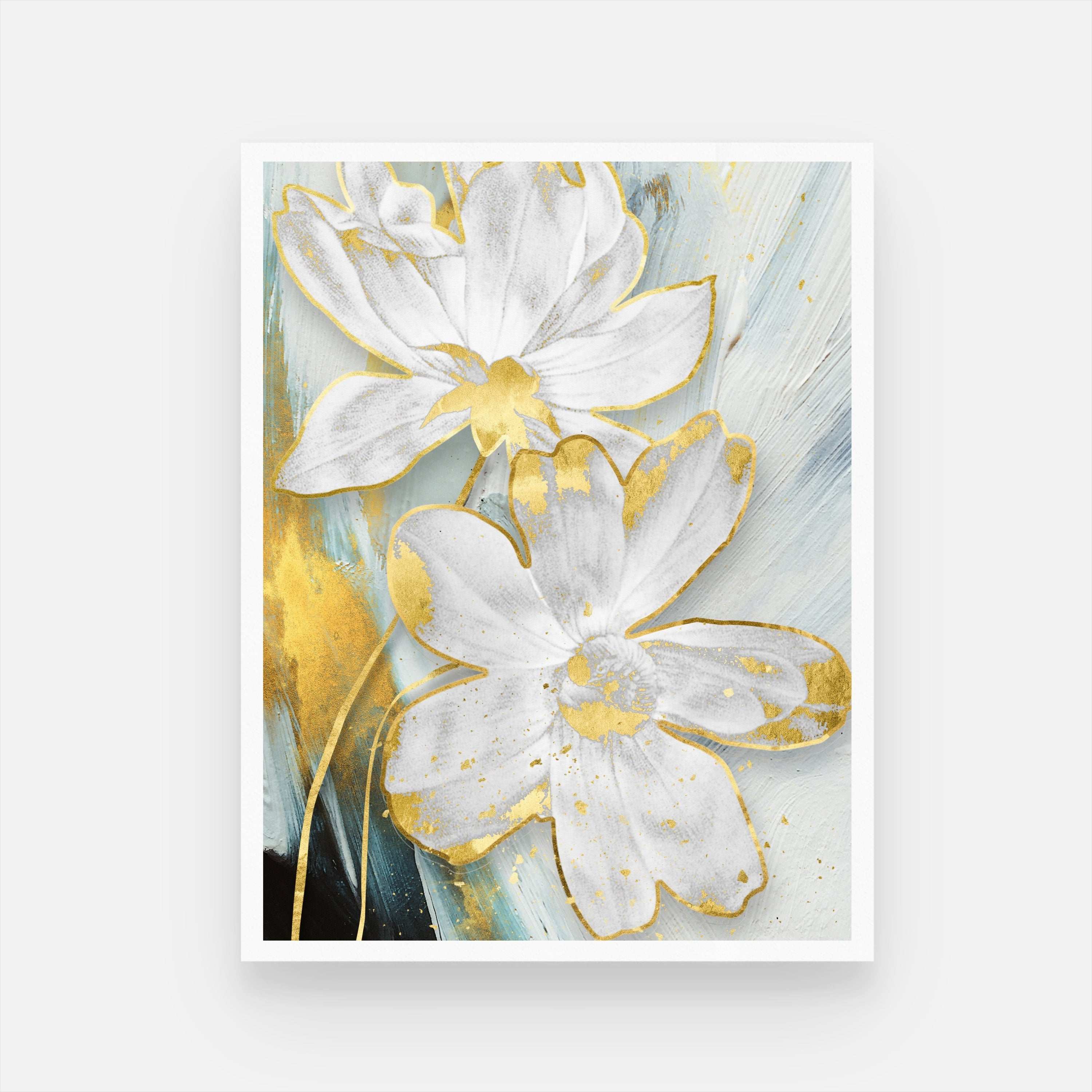 White Blooms in Serenity: Premium Canvas Painting 3 : 4 Vertical New Premium Wall Art Canvas by MeriDeewar