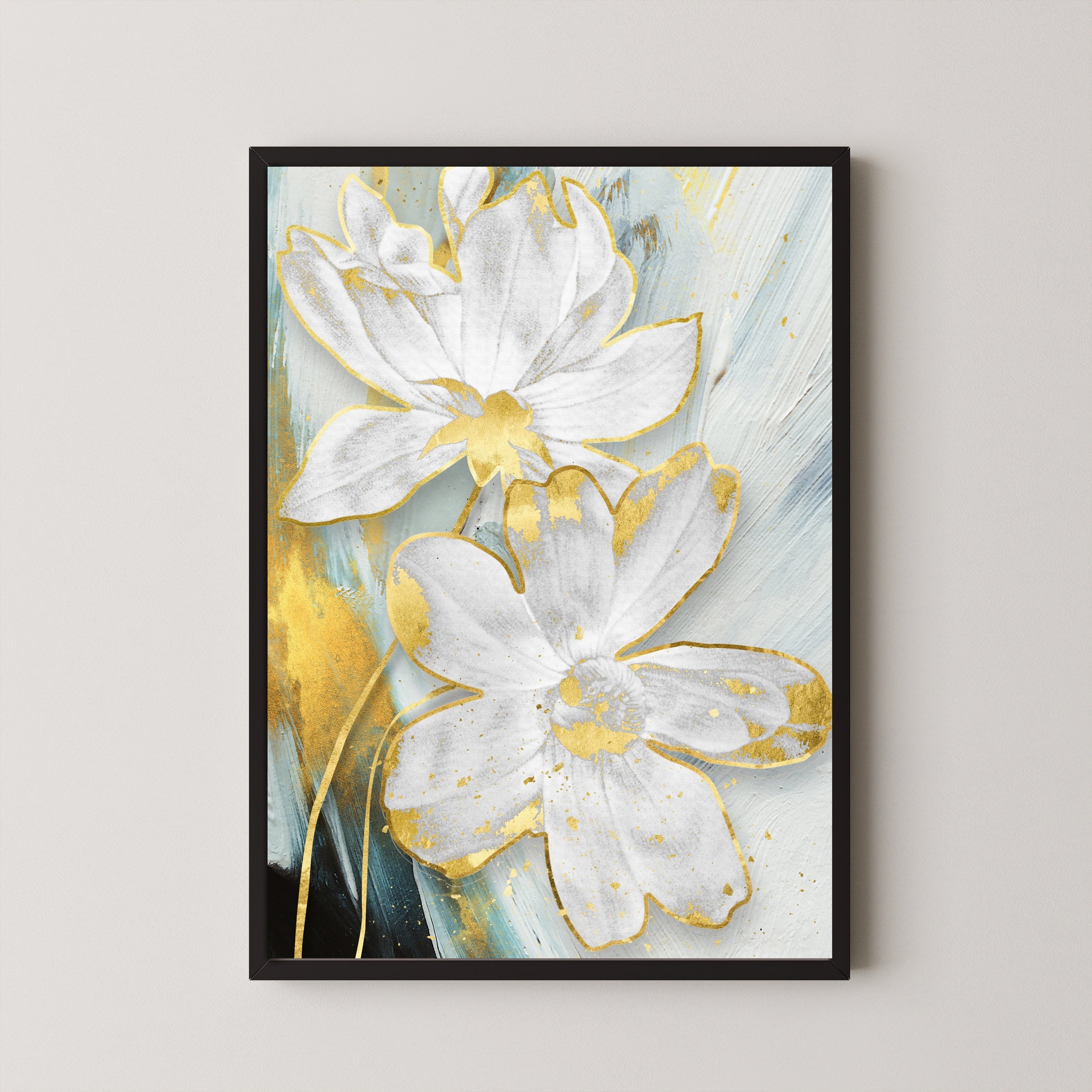 White Blooms in Serenity: Premium Canvas Painting 3 : 4 Vertical New Premium Wall Art Canvas by MeriDeewar