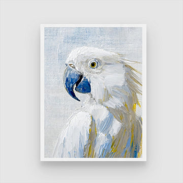 White Parrot Bird Abstract Art - Modern Painting for Home Decor 3 : 4 Vertical New Premium Wall Art Canvas by MeriDeewar