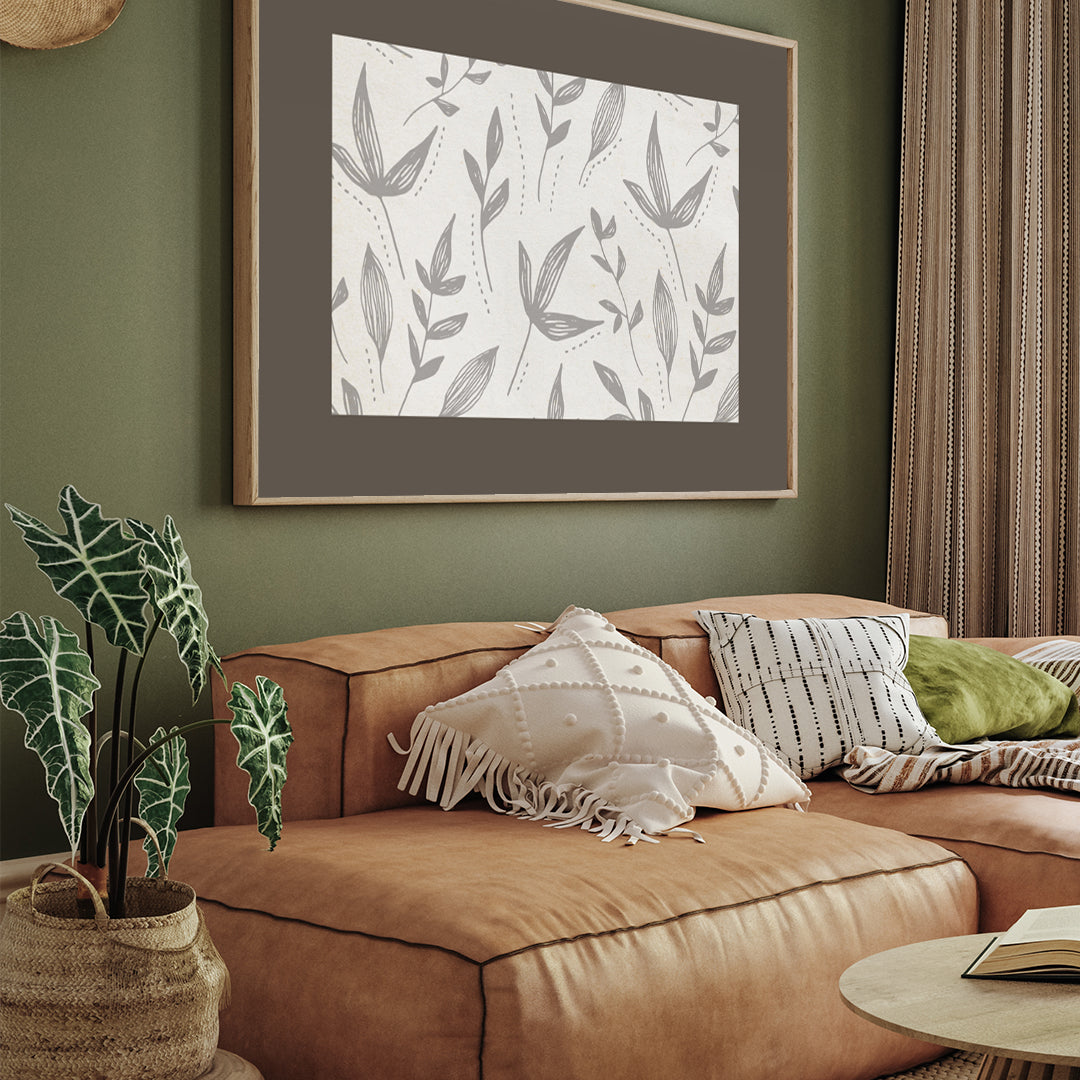white plants sketch Art 3 : 4 Horizontal New Premium Wall Art Canvas by MeriDeewar