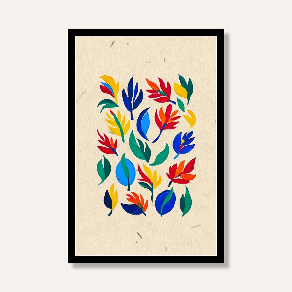 Wild Petal Burst ( Bright abstract floral leaves – red, blue, yellow mix ) 2 : 3 Vertical Premium Wall Art Canvas by MeriDeewar