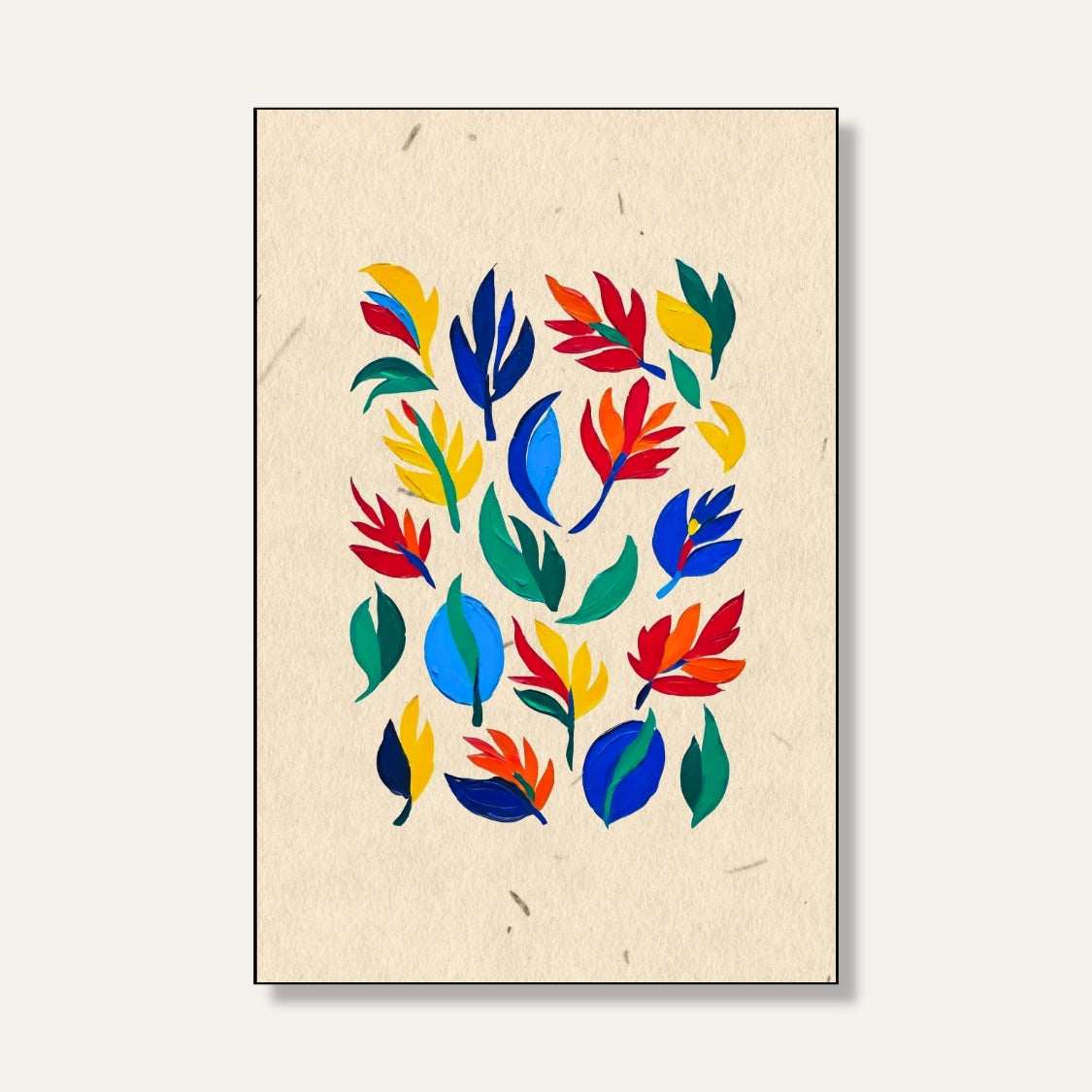 Wild Petal Burst ( Bright abstract floral leaves – red, blue, yellow mix ) 2 : 3 Vertical Premium Wall Art Canvas by MeriDeewar