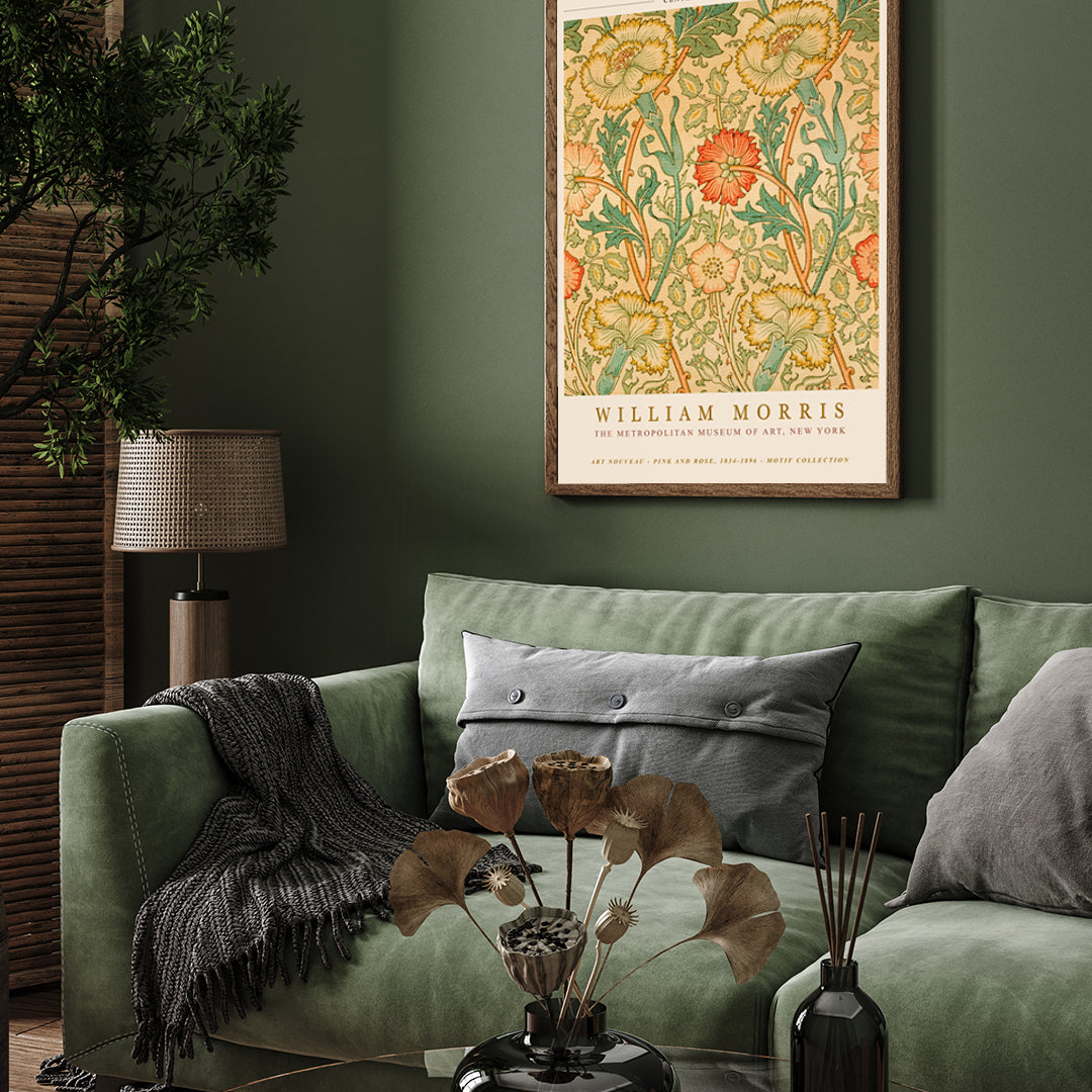 William Morris Pink Rose - Poster 3 : 4 Vertical New Premium Wall Art Canvas by MeriDeewar