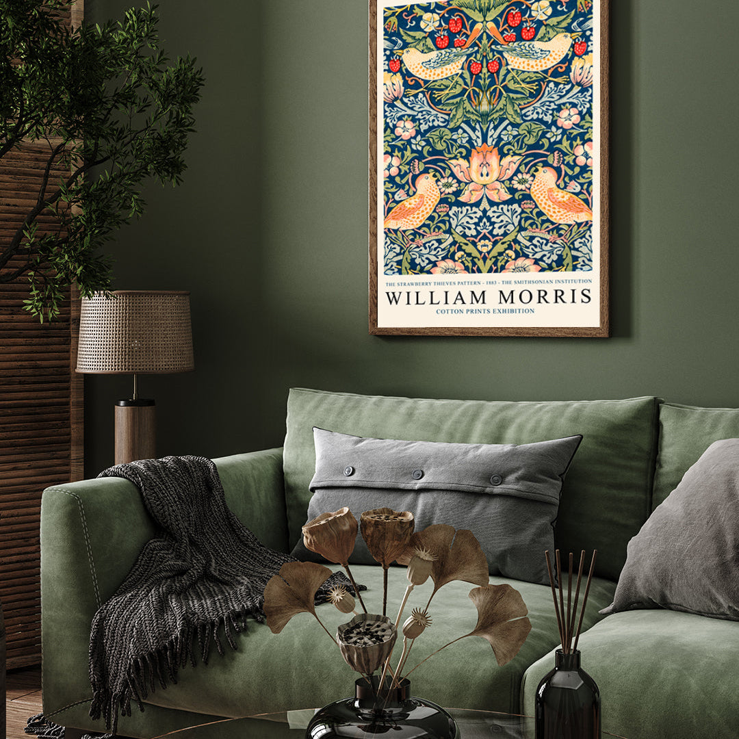 William Morris The Strawberry Thieves Pattern Poster 3 : 4 Vertical New Premium Wall Art Canvas by MeriDeewar