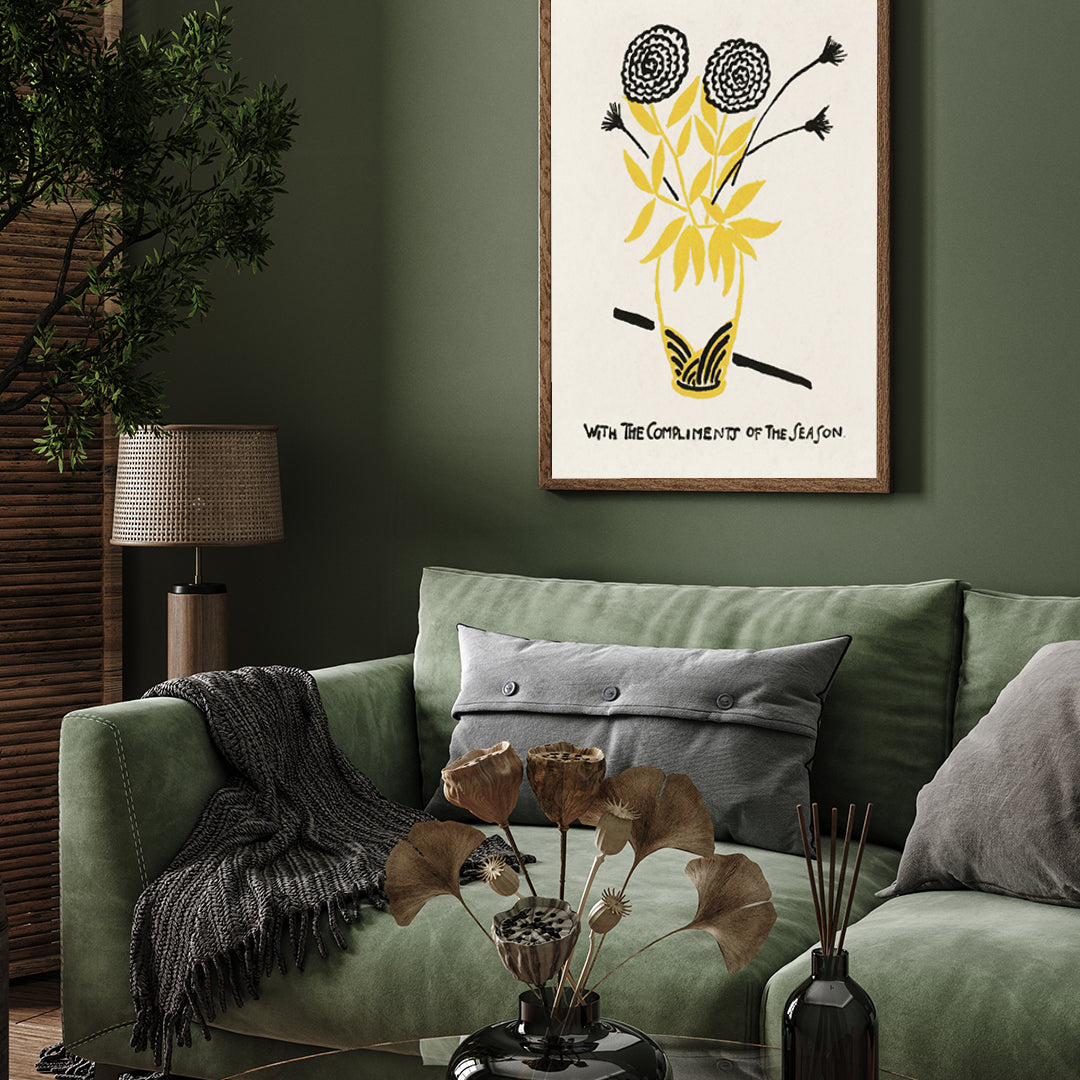 With the Compliments of the Season Poster by Henry Lyman Sayen 3 : 4 Vertical New Premium Wall Art Canvas by MeriDeewar