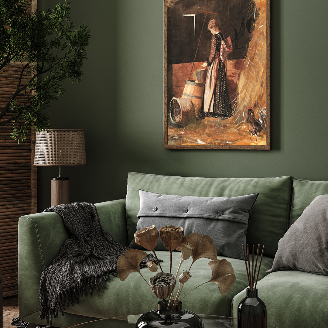 Woman in the Barn / Fresh Eggs by Winslow Homer 3 : 4 Vertical New Premium Wall Art Canvas by MeriDeewar