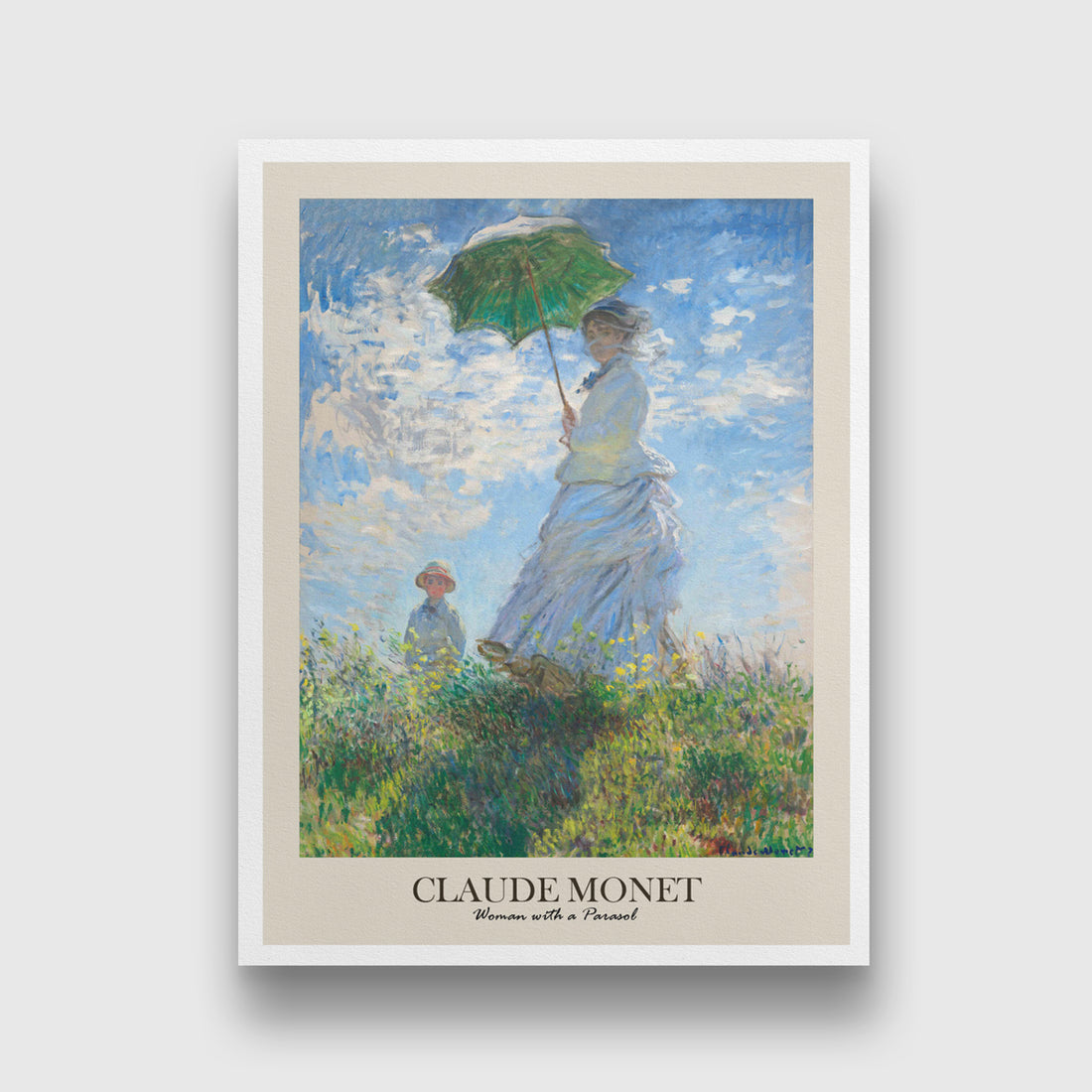 Woman with a Parasol - Madame Monet and Her Son Painting by Claude Monet 3 : 4 Vertical New Premium Wall Art Canvas by MeriDeewar