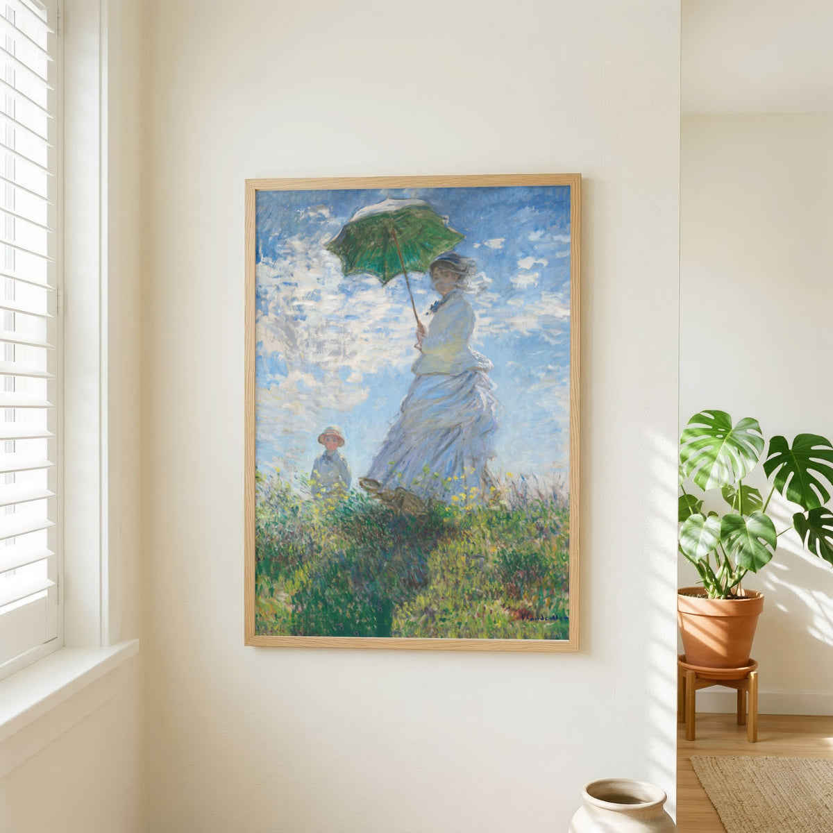 Woman with Parasol Monet Painting for Living Room | Impressionist Wall Art | MeriDeewar 3 : 4 Vertical Premium Wall Art Canvas by MeriDeewar