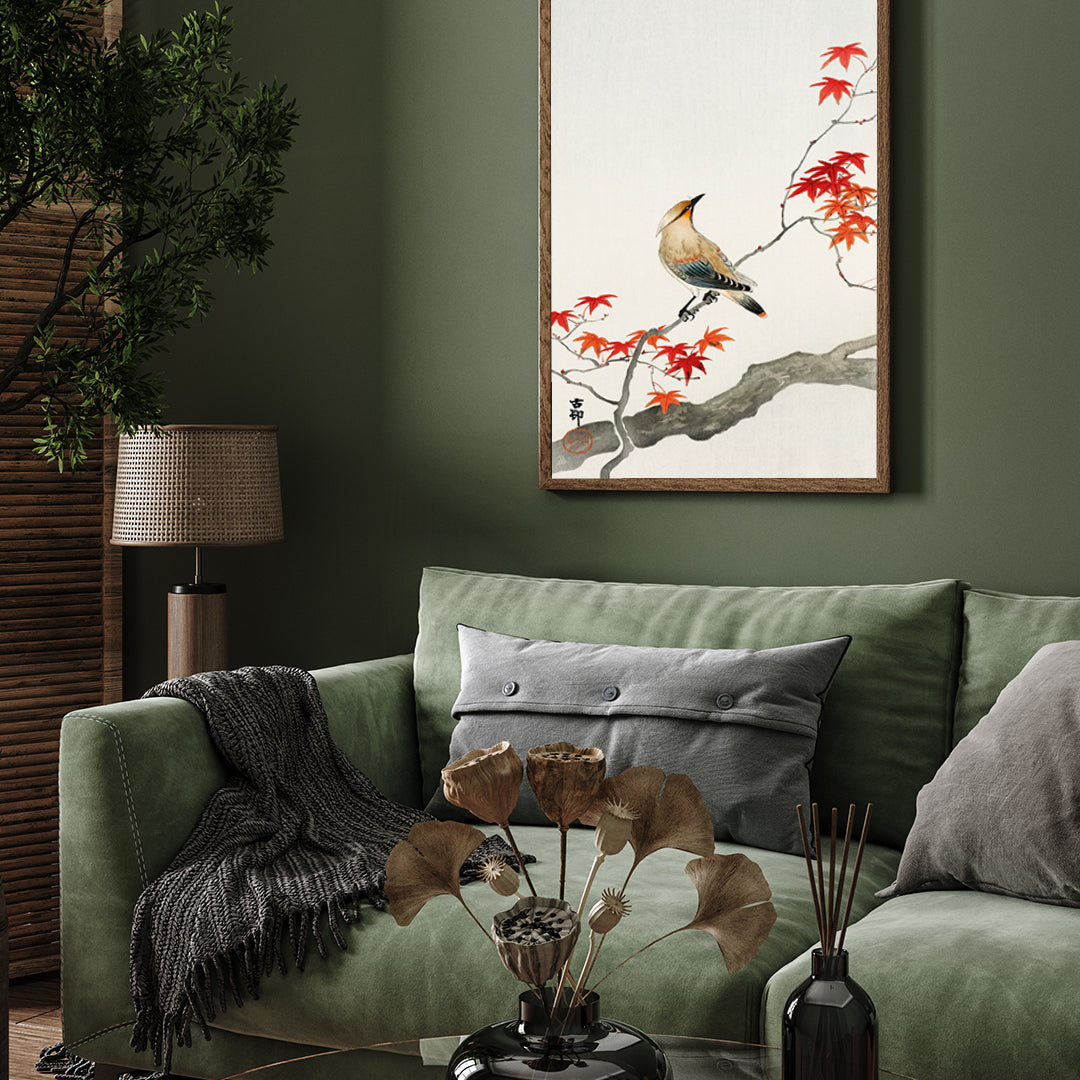 Woodpecker /Japanese Print Plague Bird Poster by Ohara Koson 3 : 4 Vertical New Premium Wall Art Canvas by MeriDeewar