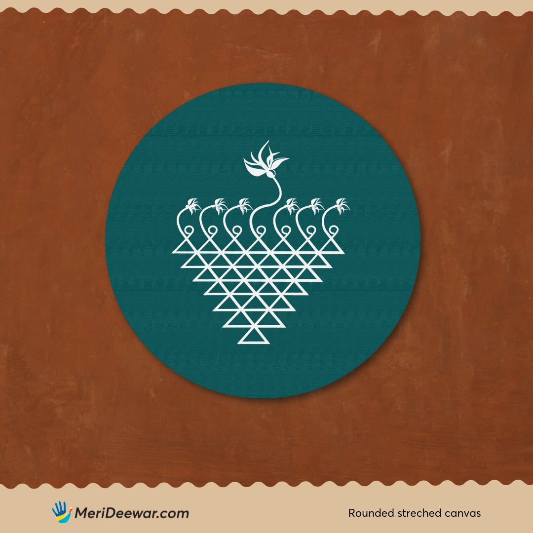 Yantra saraswati Circular Canvas Frame Circular Canvas Frame Premium Wall Art Canvas by MeriDeewar