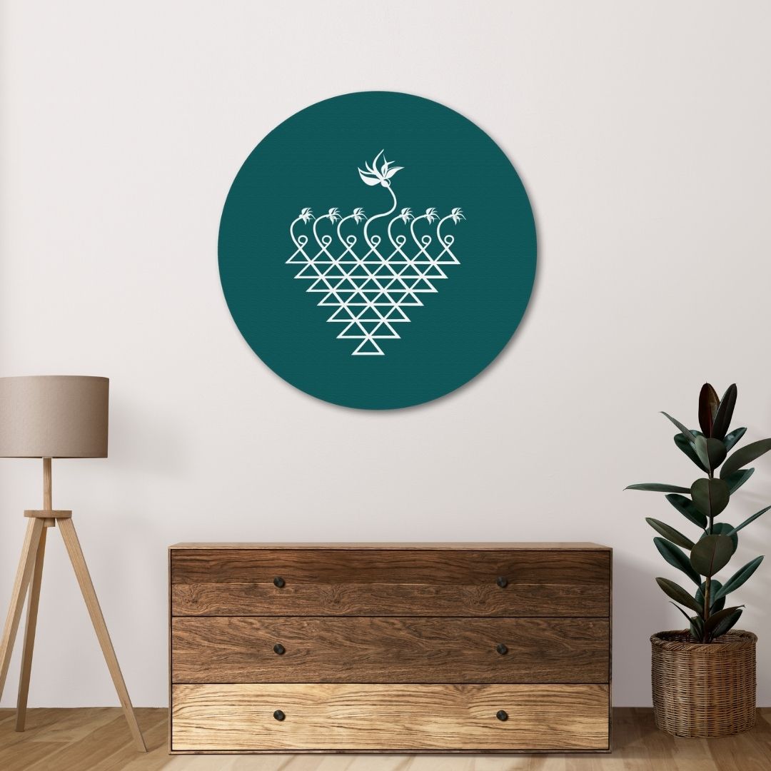 Yantra saraswati Circular Canvas Frame Circular Canvas Frame Premium Wall Art Canvas by MeriDeewar
