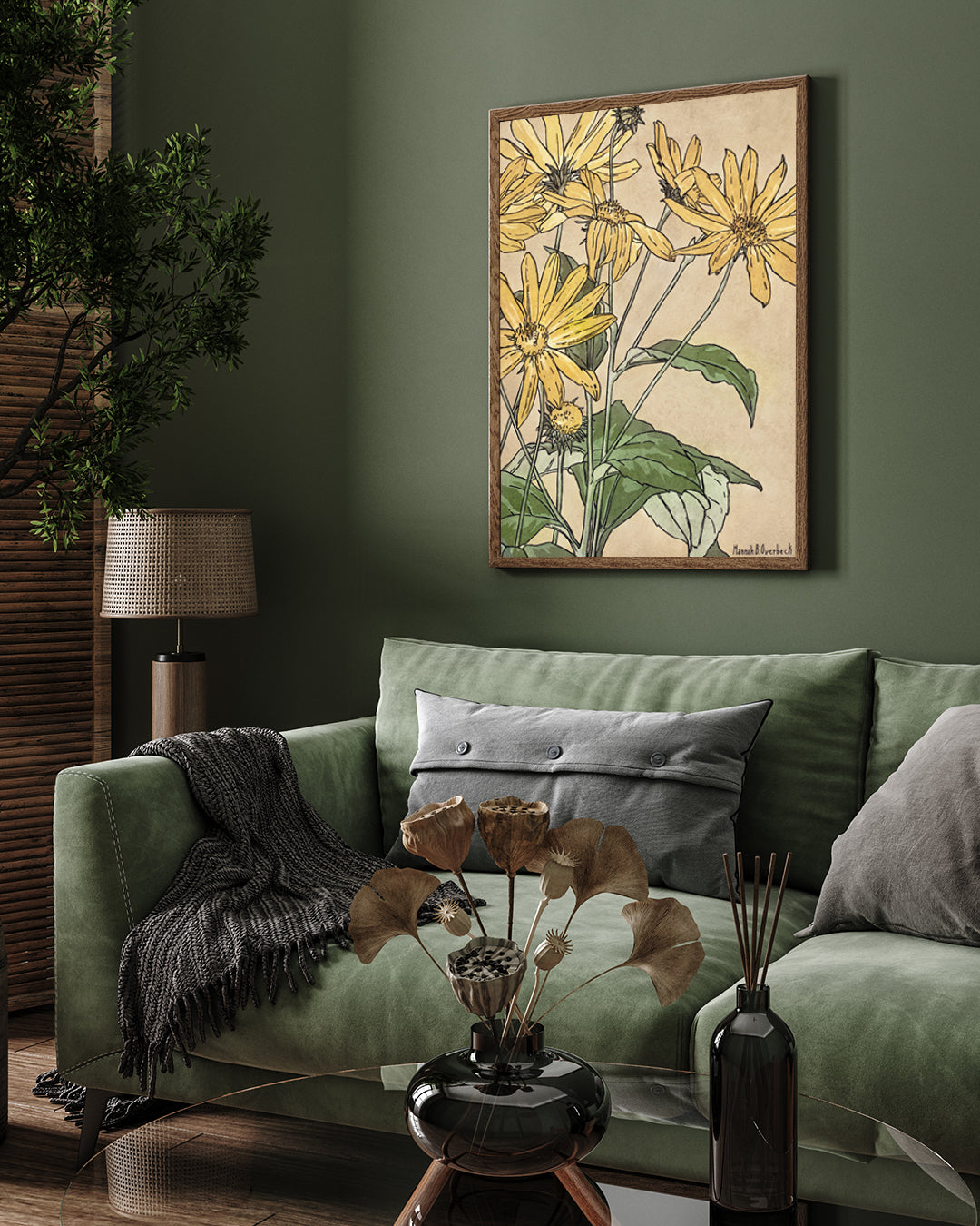Yellow Sunflowers Painting by Hannah Borger 3 : 4 Vertical New Premium Wall Art Canvas by MeriDeewar